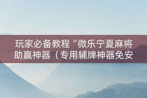 玩家必备教程“微乐宁夏麻将助赢神器（专用辅牌神器免安装）