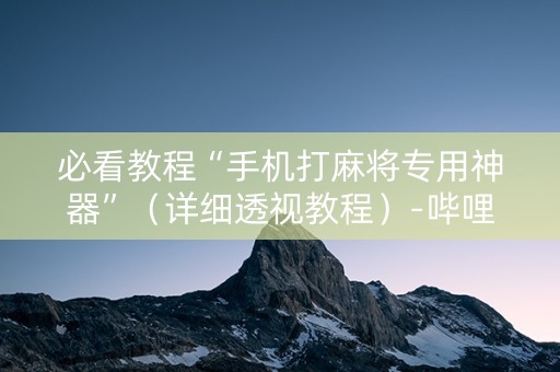 必看教程“手机打麻将专用神器”（详细透视教程）-哔哩哔哩