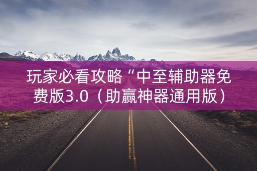 玩家必看攻略“中至辅助器免费版3.0（助赢神器通用版）