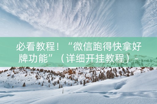 必看教程！“微信跑得快拿好牌功能”（详细开挂教程）-哔哩哔哩
