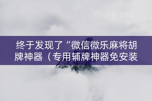 终于发现了“微信微乐麻将胡牌神器（专用辅牌神器免安装）