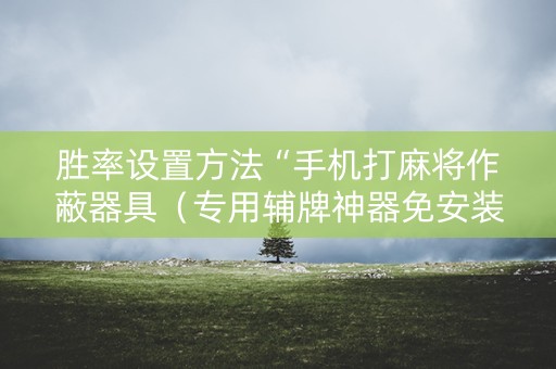 胜率设置方法“手机打麻将作蔽器具（专用辅牌神器免安装）
