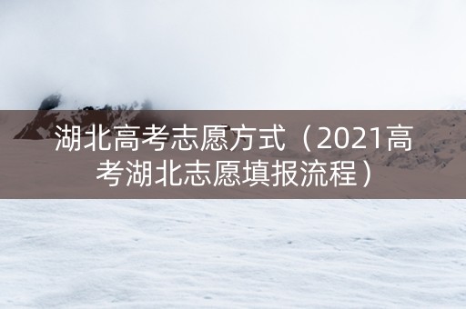 湖北高考志愿方式（2021高考湖北志愿填报流程）