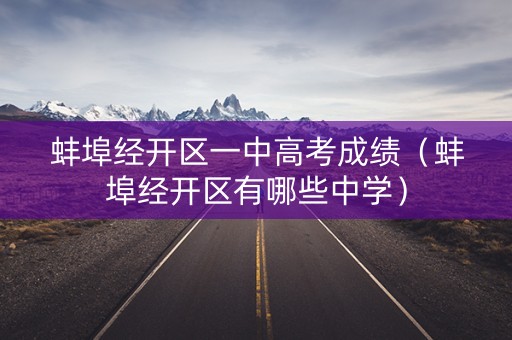 蚌埠经开区一中高考成绩（蚌埠经开区有哪些中学）