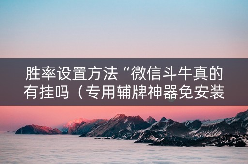 胜率设置方法“微信斗牛真的有挂吗（专用辅牌神器免安装）