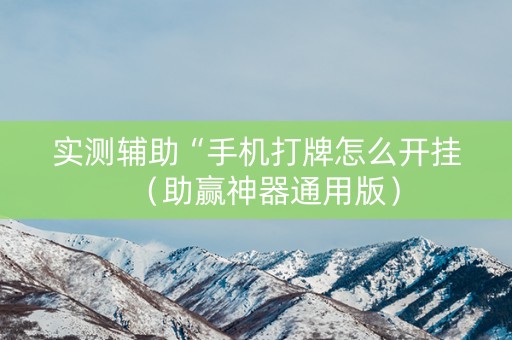 实测辅助“手机打牌怎么开挂（助赢神器通用版）