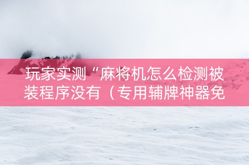 玩家实测“麻将机怎么检测被装程序没有（专用辅牌神器免安装）