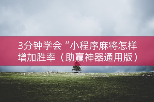 3分钟学会“小程序麻将怎样增加胜率（助赢神器通用版）
