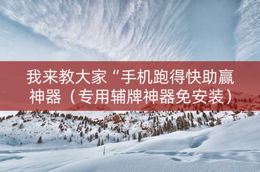 我来教大家“手机跑得快助赢神器（专用辅牌神器免安装）