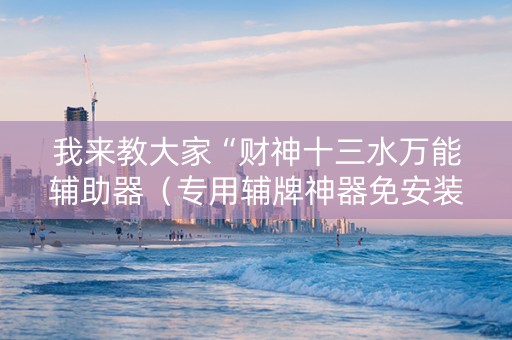 我来教大家“财神十三水万能辅助器（专用辅牌神器免安装）