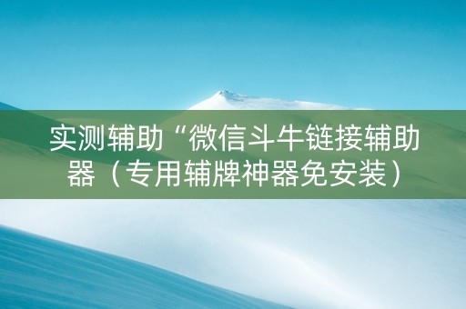 实测辅助“微信斗牛链接辅助器（专用辅牌神器免安装）