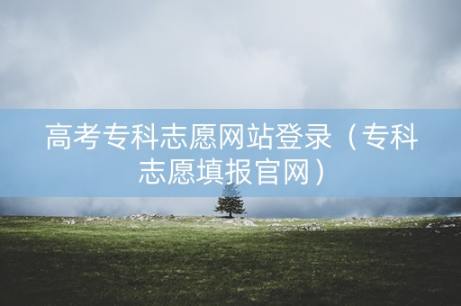 高考专科志愿网站登录（专科志愿填报官网）