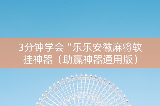 3分钟学会“乐乐安徽麻将软挂神器（助赢神器通用版）