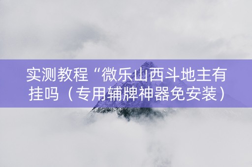 实测教程“微乐山西斗地主有挂吗（专用辅牌神器免安装）