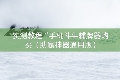 实测教程“手机斗牛辅牌器购买（助赢神器通用版）