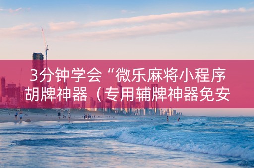 3分钟学会“微乐麻将小程序胡牌神器（专用辅牌神器免安装）