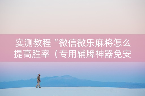 实测教程“微信微乐麻将怎么提高胜率（专用辅牌神器免安装）