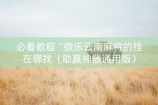 必看教程“微乐云南麻将的挂在哪找（助赢神器通用版）
