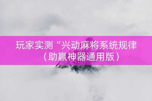 玩家实测“兴动麻将系统规律（助赢神器通用版）