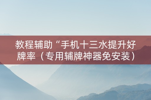 教程辅助“手机十三水提升好牌率（专用辅牌神器免安装）