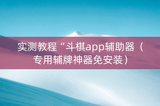 实测教程“斗棋app辅助器（专用辅牌神器免安装）