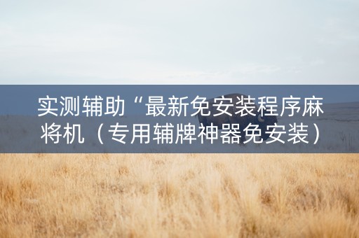 实测辅助“最新免安装程序麻将机（专用辅牌神器免安装）