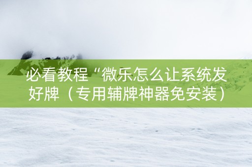 必看教程“微乐怎么让系统发好牌（专用辅牌神器免安装）