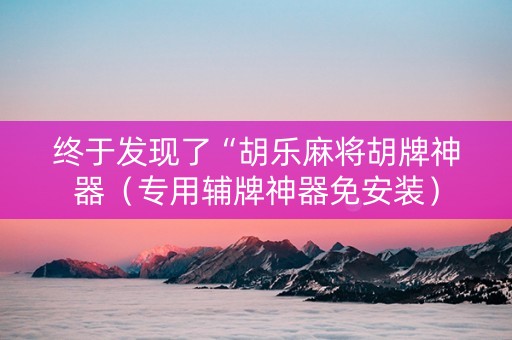 终于发现了“胡乐麻将胡牌神器（专用辅牌神器免安装）