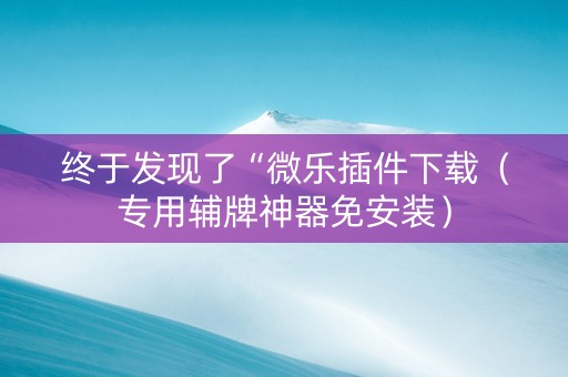终于发现了“微乐插件下载（专用辅牌神器免安装）