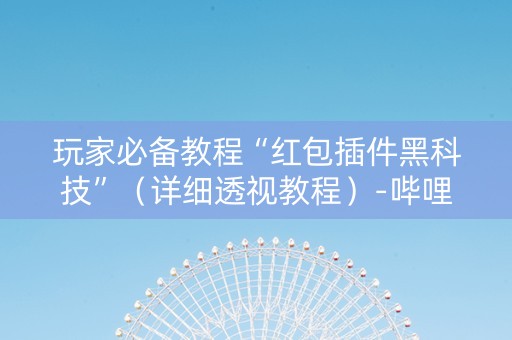 玩家必备教程“红包插件黑科技”（详细透视教程）-哔哩哔哩