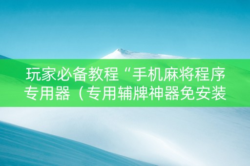 玩家必备教程“手机麻将程序专用器（专用辅牌神器免安装）