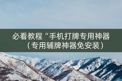 必看教程“手机打牌专用神器（专用辅牌神器免安装）