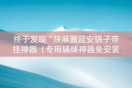 终于发现“陕麻圈延安锅子带挂神器（专用辅牌神器免安装）