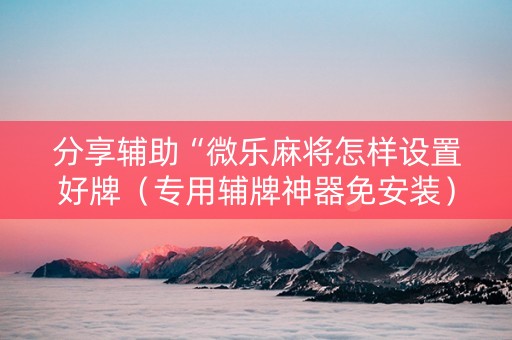 分享辅助“微乐麻将怎样设置好牌（专用辅牌神器免安装）