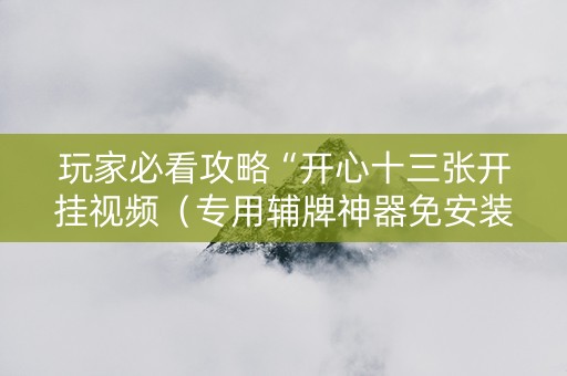 玩家必看攻略“开心十三张开挂视频（专用辅牌神器免安装）