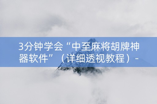 3分钟学会“中至麻将胡牌神器软件”（详细透视教程）-哔哩哔哩