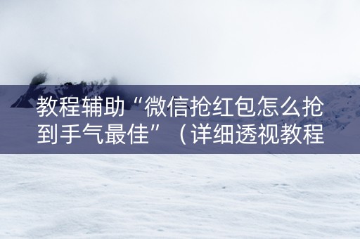 教程辅助“微信抢红包怎么抢到手气最佳”（详细透视教程）-哔哩哔哩