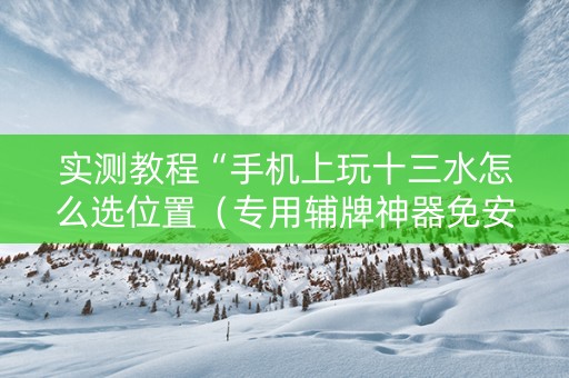 实测教程“手机上玩十三水怎么选位置（专用辅牌神器免安装）