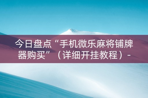 今日盘点“手机微乐麻将铺牌器购买”（详细开挂教程）-哔哩哔哩
