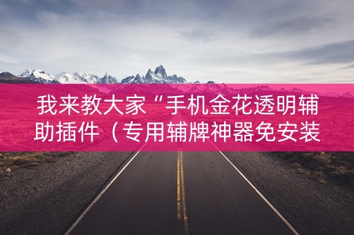 我来教大家“手机金花透明辅助插件（专用辅牌神器免安装）