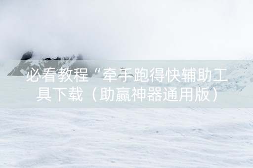 必看教程“牵手跑得快辅助工具下载（助赢神器通用版）