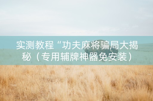 实测教程“功夫麻将骗局大揭秘（专用辅牌神器免安装）
