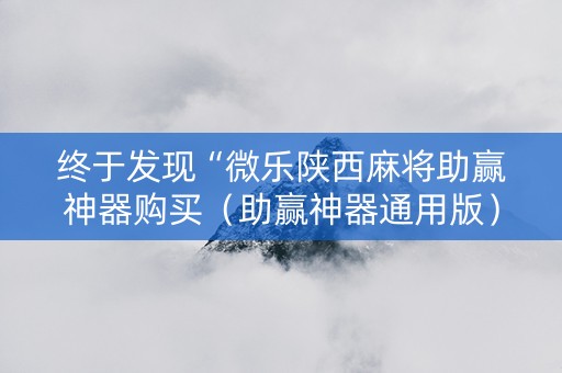 终于发现“微乐陕西麻将助赢神器购买（助赢神器通用版）
