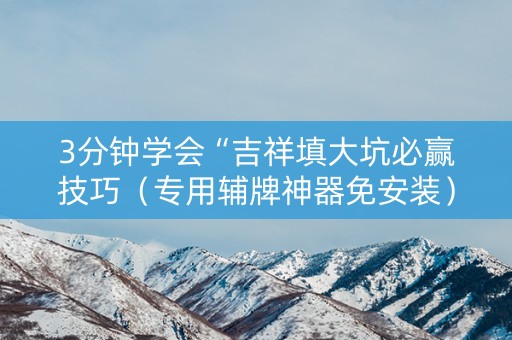 3分钟学会“吉祥填大坑必赢技巧（专用辅牌神器免安装）