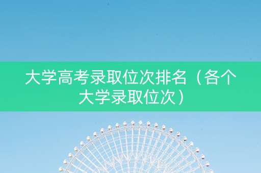 大学高考录取位次排名（各个大学录取位次）