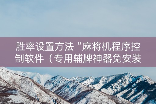 胜率设置方法“麻将机程序控制软件（专用辅牌神器免安装）