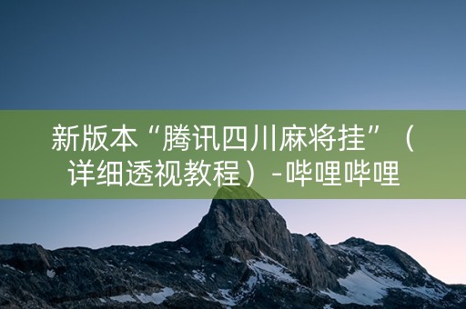 新版本“腾讯四川麻将挂”（详细透视教程）-哔哩哔哩