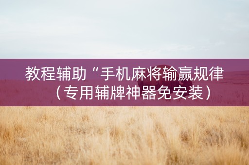 教程辅助“手机麻将输赢规律（专用辅牌神器免安装）