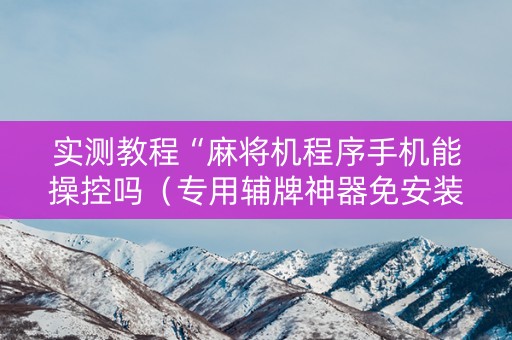实测教程“麻将机程序手机能操控吗（专用辅牌神器免安装）