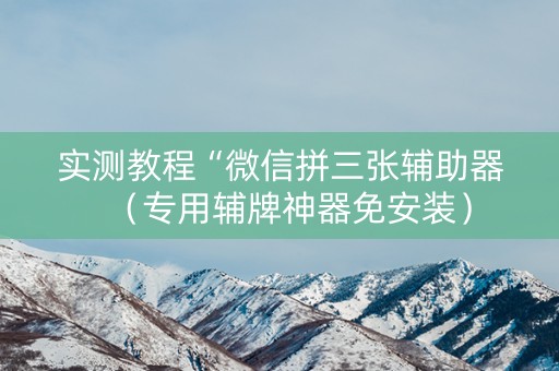 实测教程“微信拼三张辅助器（专用辅牌神器免安装）
